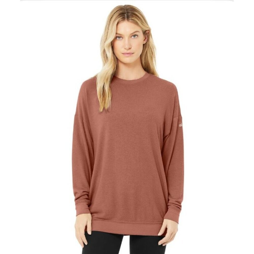 alo Soho Pullover Sweatshirt in Chestnut Brown NWT XS